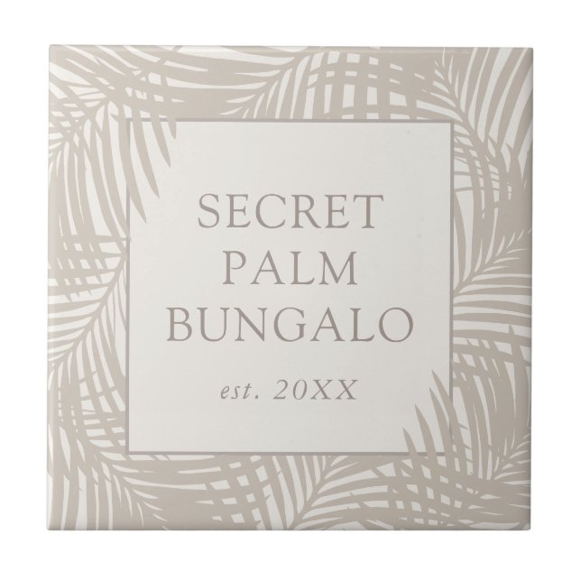 Carreau Tropical Beach House Taupe Palm Motif (Devant)