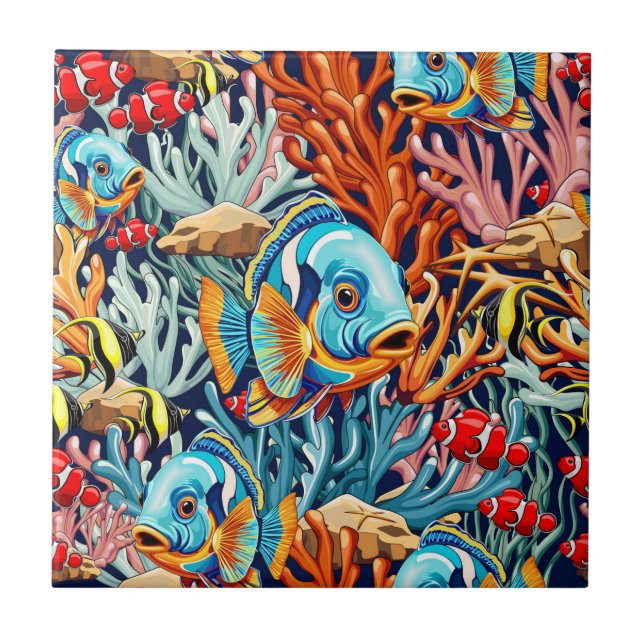 Carreau Tropical Fish Colorful Summer Vibes (Devant)