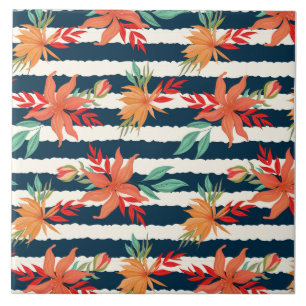 Carreau Tropical Floral Pattern Couleurs vives
