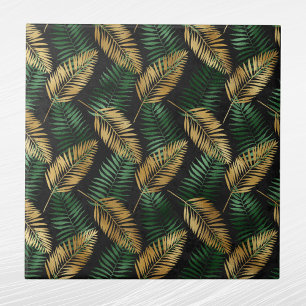 Carreau Tropical Green Gold Palm Feuilles Glam