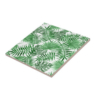 Carreau Tropical Green Palm Feuille Motif d'été