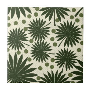 Carreau Tropical Green Rainforest Palm Leaf Art