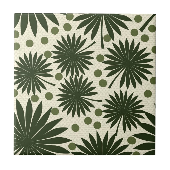 Carreau Tropical Green Rainforest Palm Leaf Art (Devant)