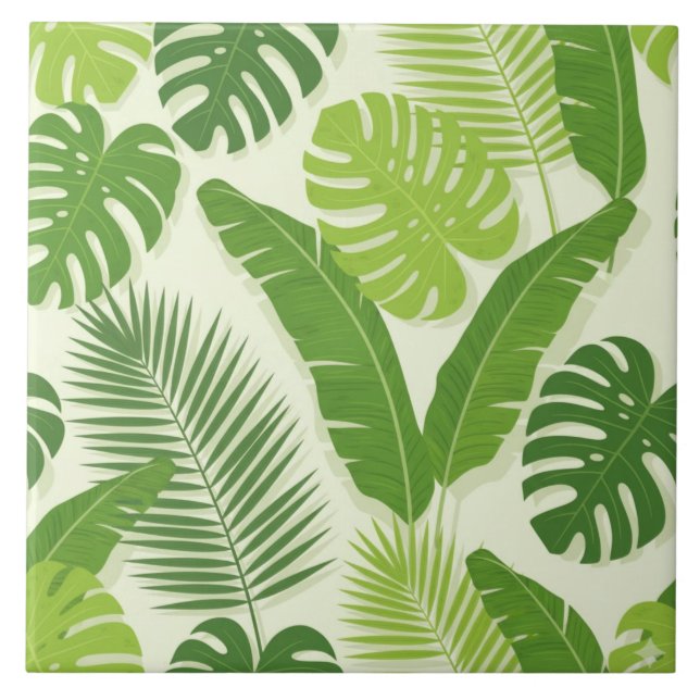 Carreau Tropical Leaves & Monstera Seamless Pattern (Devant)