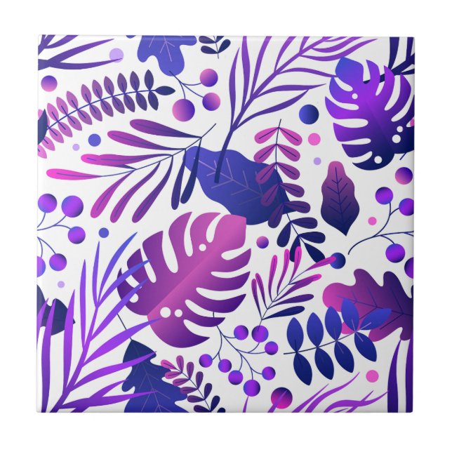 Carreau Tropical Pattern Green Blue Gold Palm Leaves  (Devant)