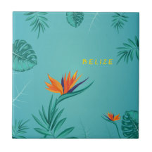 Tropical Turquoise Bleu Vert Palm Monogramme Beliz