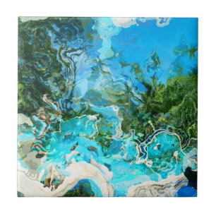 Carreau Tropical Turquoise Océan Bleu & algues Vert