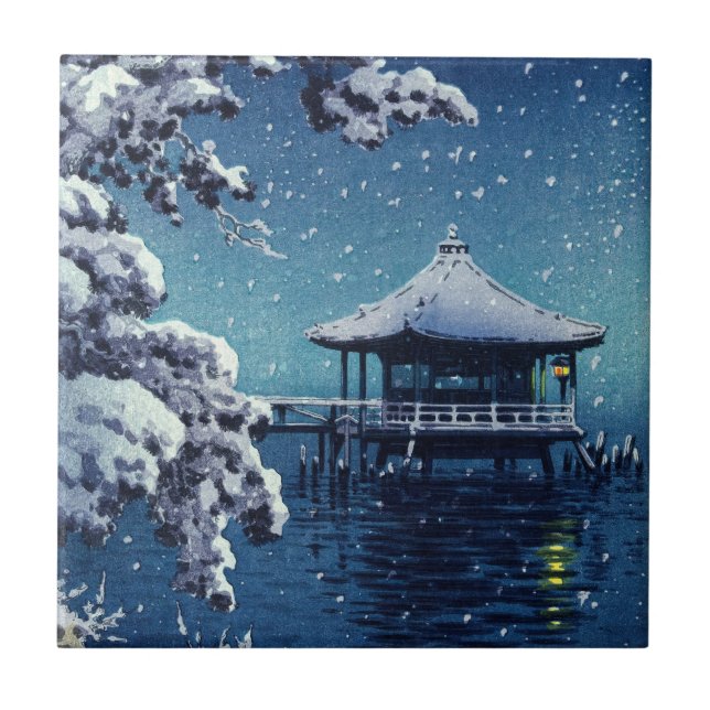 Carreau Tsuchiya Koitsu - Neige sur l'Ukimido à Katada (Devant)