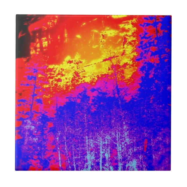 Carreau tuile abstraite de forêt flamboyante (Devant)