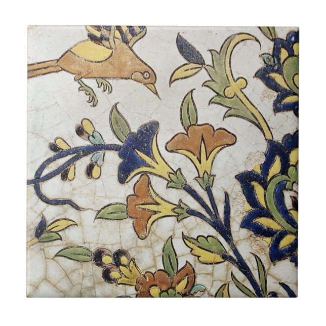 Carreau tuile au design vintage avec oiseaux (Devant)