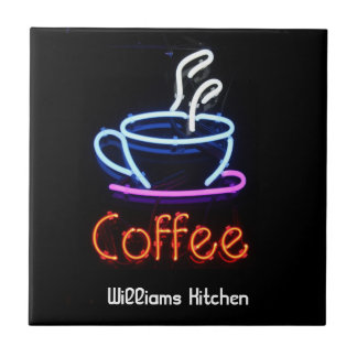 Carreau Tuile au néon de signe de café