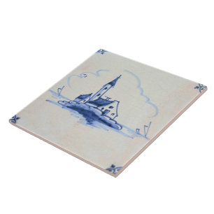 Carreau Tuile bleue ancienne classique de Delft - église