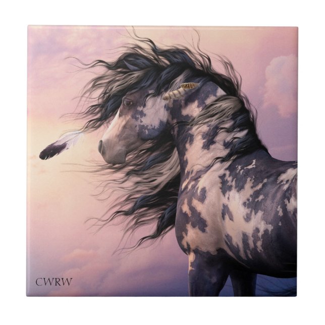 Carreau Tuile bleue cherokee d'art (Devant)