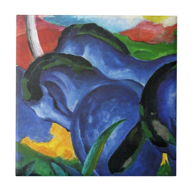Carreau Tuile bleue de chevaux de Franz Marc (Devant)