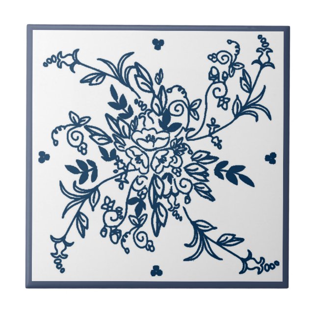 Carreau Tuile bleue et blanche (Devant)