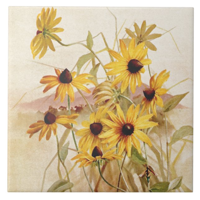 Carreau Tuile botanique de fleur florale de fleur sauvage (Devant)