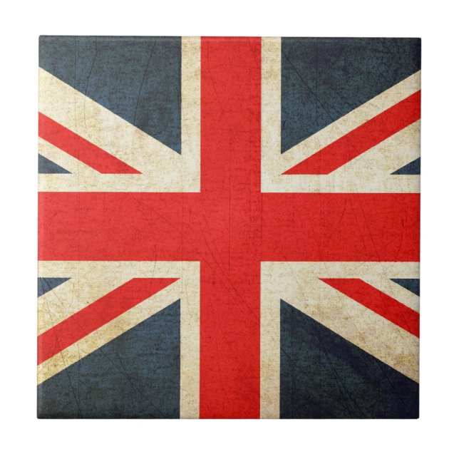Carreau Tuile-cadeau en céramique Mod Grunge Union Jack (Devant)