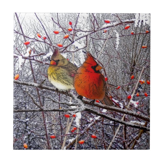 Carreau Tuile cardinale de forêt (Devant)