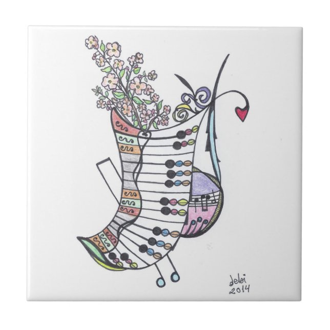 Carreau tuile :  clavier de bananiers textiles (Devant)