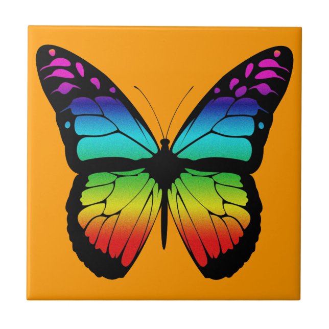Carreau Tuile colorée de papillon (Devant)