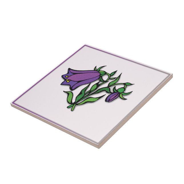 Carreau Tuile conçue florale pourpre (Côté)