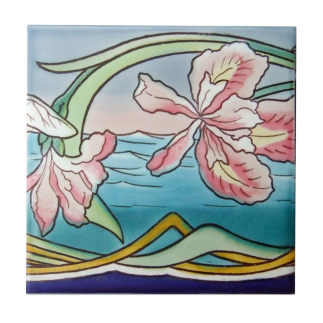 Carreau Tuile d'antiquité de reproduction de Nouveau de (Devant)