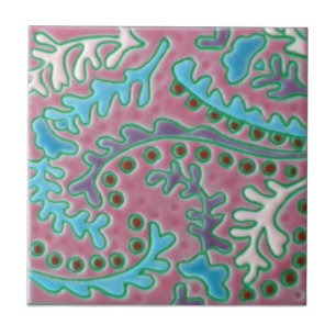 Carreau Tuile d'antiquité de reproduction de Paisley de