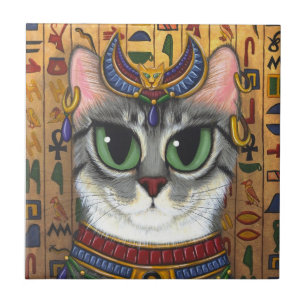 Carreau Tuile d'art de Bastet d'Egyptien de chat de déess