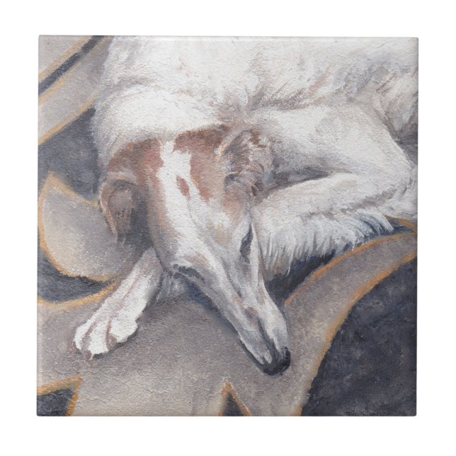 Carreau Tuile d'art de chien de princesse Alia Borzoi (Devant)