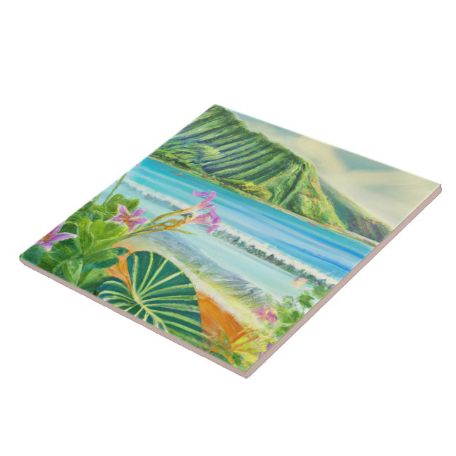Carreau Tuile d'art tropical et hawaïen (Côté)