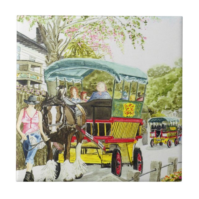 Carreau Tuile "d'autobus de cheval de Polperro" (Devant)