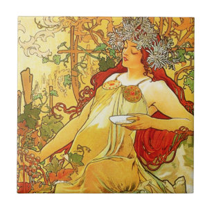 Carreau Tuile d'automne d'Alphonse Mucha