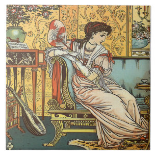 Carreau Tuile de beauté Walter Crane Beauty & Beast Repro