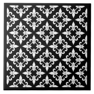 Carreau Tuile de bois d'ébène de Fleur de Lis Pattern