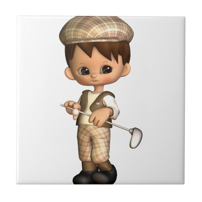 Carreau Tuile de caricature de golfeur (Devant)