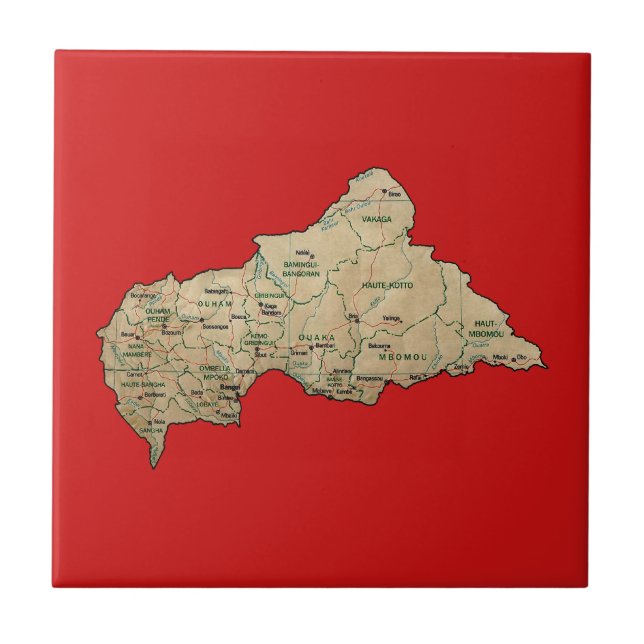 Carreau Tuile de carte de Centrafrique (Devant)