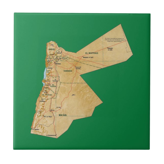 Carreau Tuile de carte de la Jordanie (Devant)