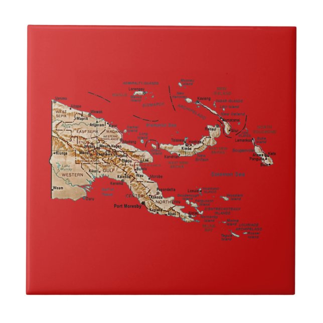 Carreau Tuile de carte de la Papouasie-Nouvelle-Guinée (Devant)