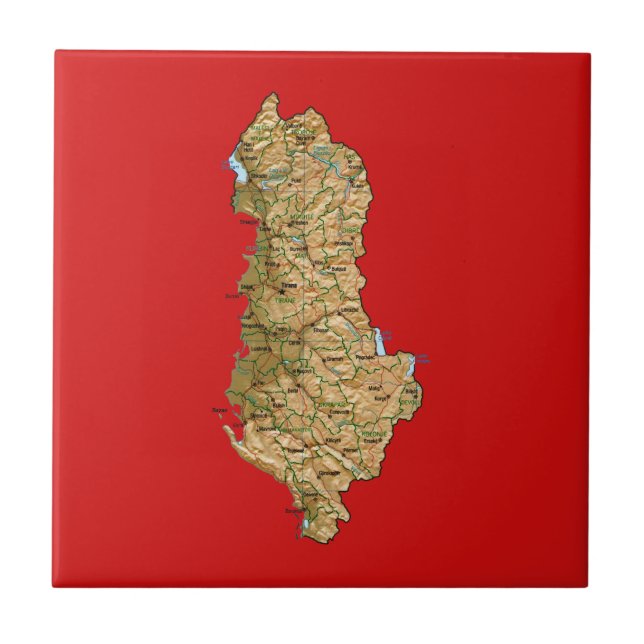 Carreau Tuile de carte de l'Albanie (Devant)