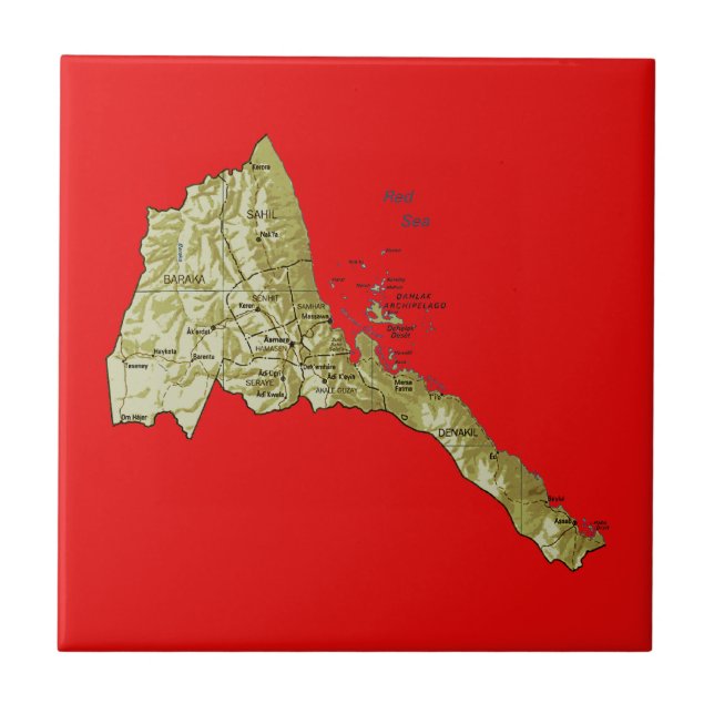 Carreau Tuile de carte de l'Érythrée (Devant)