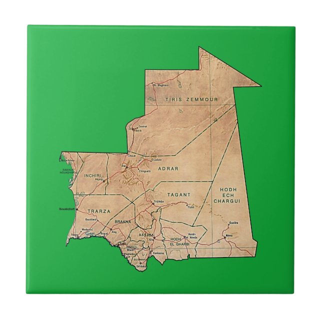 Carreau Tuile de carte de Mauritanie (Devant)