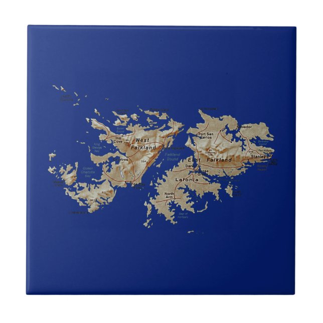 Carreau Tuile de carte des Îles Falkland (Devant)