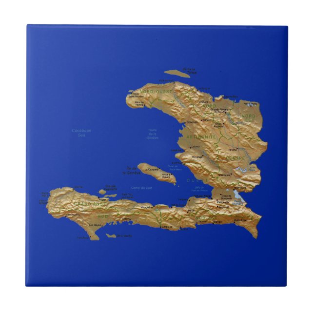Carreau Tuile de carte d'Haïti (Devant)
