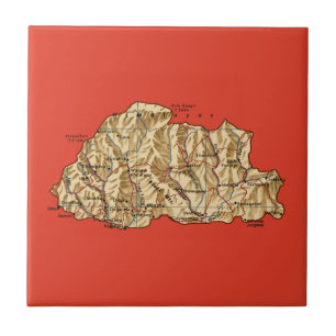 Carreau Tuile de carte du Bhoutan