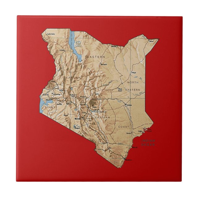 Carreau Tuile de carte du Kenya (Devant)
