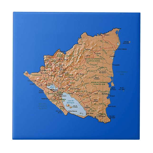 Carreau Tuile de carte du Nicaragua (Devant)
