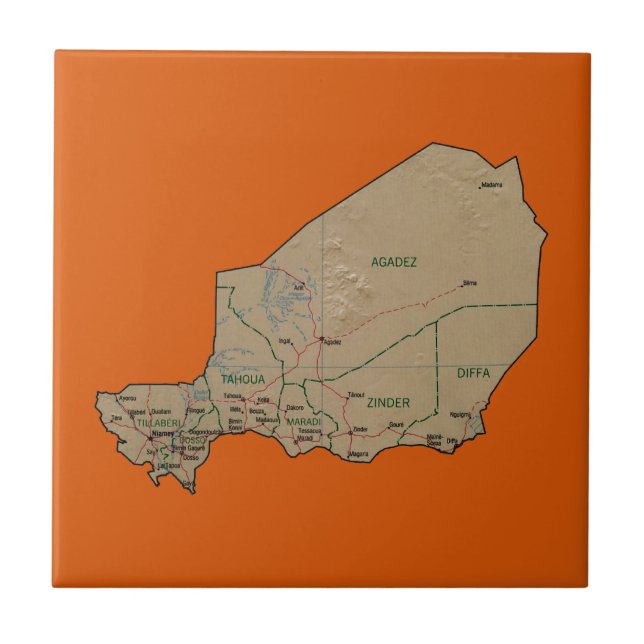 Carreau Tuile de carte du Niger (Devant)