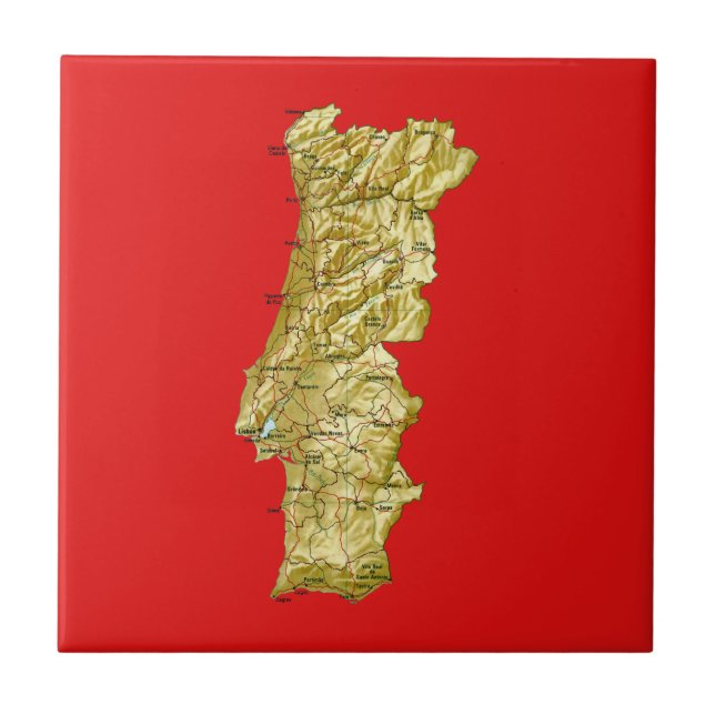 Carreau Tuile de carte du Portugal (Devant)