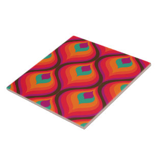 Carreau Tuile de céramique motif rétro des années 60 le