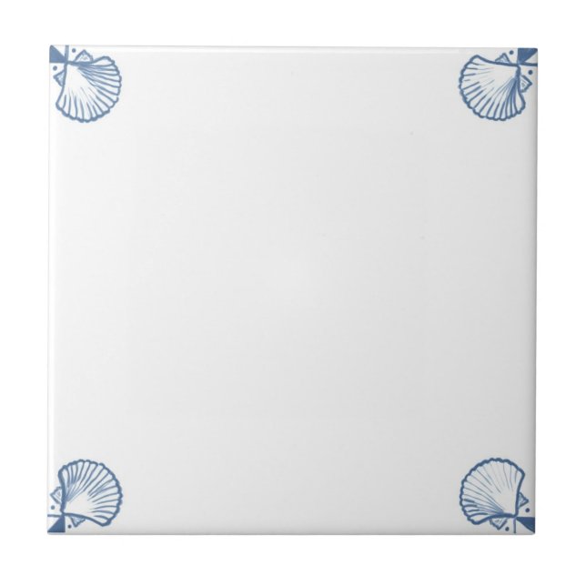Carreau Tuile de champ de Delft avec des coins de Shell (Devant)